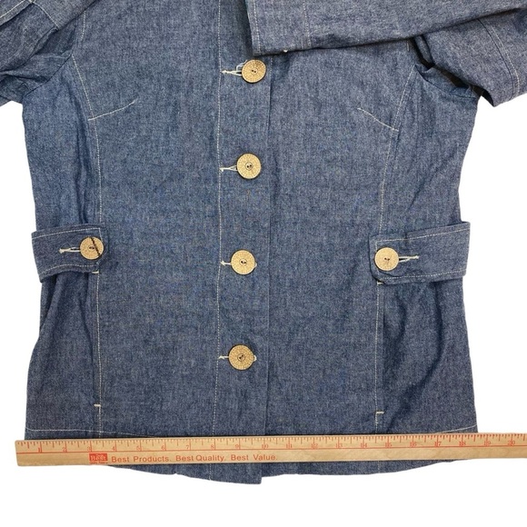 City Blues by Koret Jacket Small Denim Chambray Blue Large‎ Buttons Shacket - Picture 13 of 16